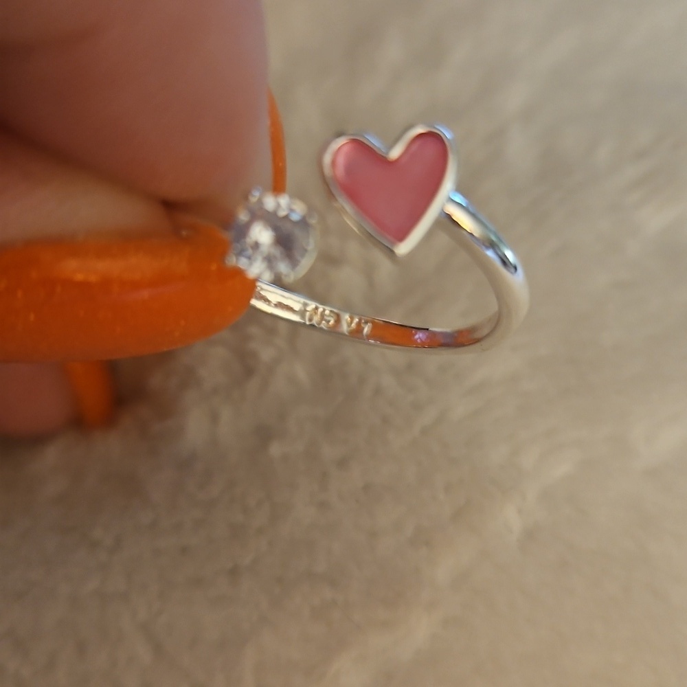 LA CN Silver Plated Heart Bypass Ring Size 9 - Picture 5 of 5